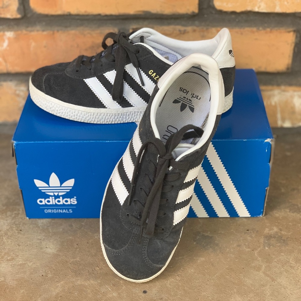 Grey & White Striped Adidas Gazelle